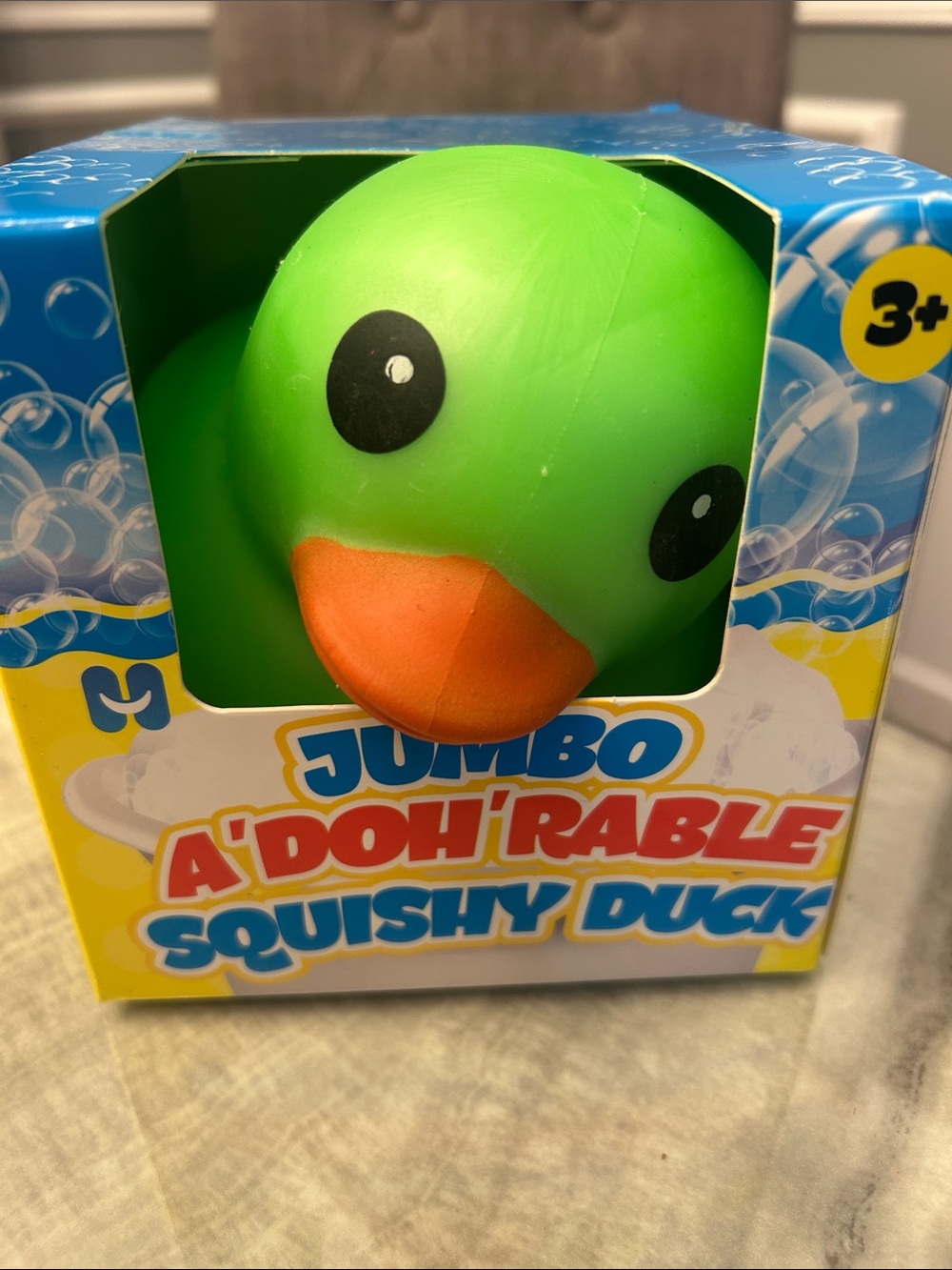 Jumbo Green Squishy Duck with Orange Beak